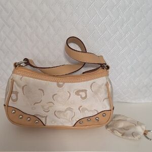 XOXO Y2K Beige and Brown Heart Pattern Shoulder Bag with Coin Pouch